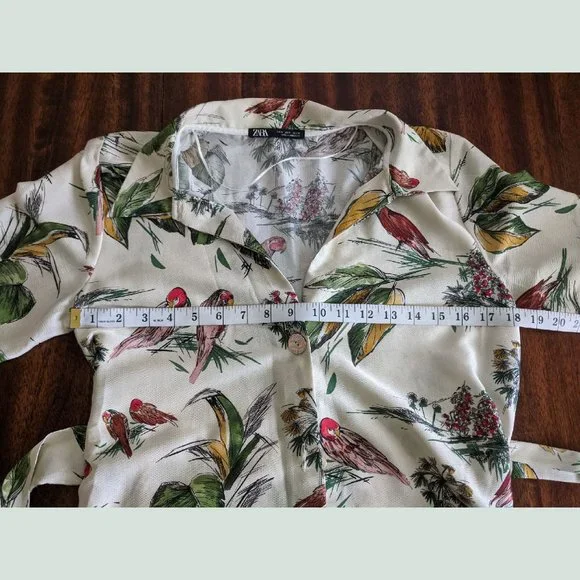 ZARA Tropical Print Duster Shirt Dress Size S - Picture 5 of 15
